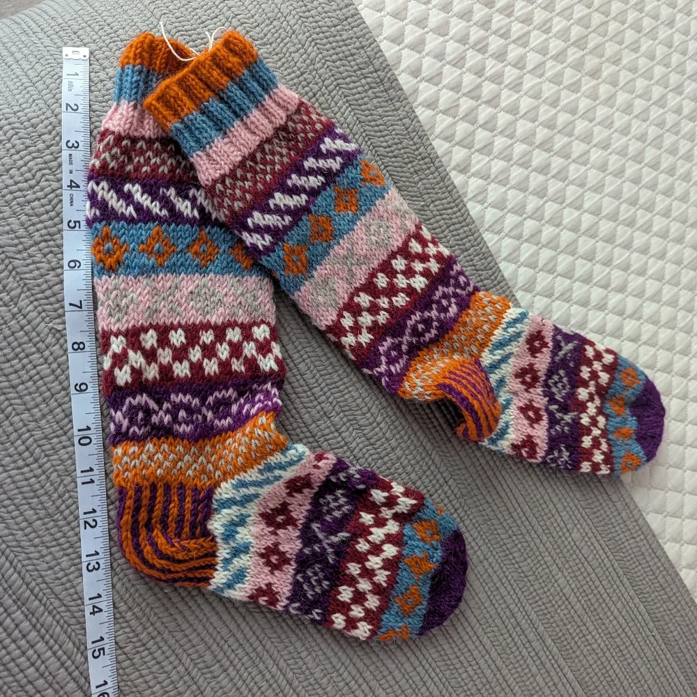 NWOT 100% Wool Handmade Socks Slippers Made In Nepal